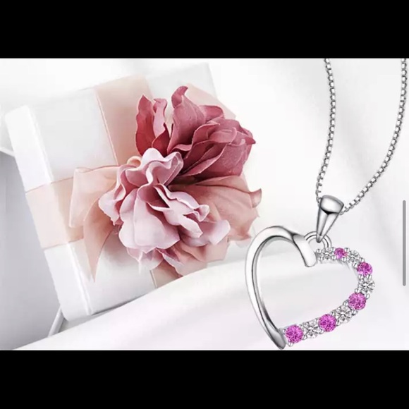 - New 💗Heart Created Pink Sapphire Pendant 925 Sterling Silver Pendant Nec… - Picture 1 of 15
